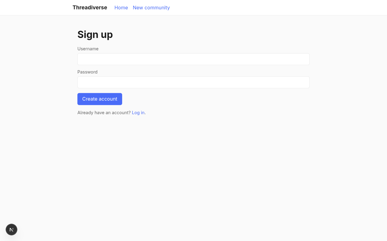 Screenshot: the signup form